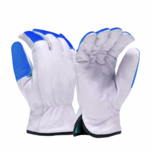 Gants de sécurité confortables en cuir de chèvre robuste, résistants à la chaleur, antidérapants, avec manchette élastique pour la construction et le jardinage quotidiens - Product Image 5