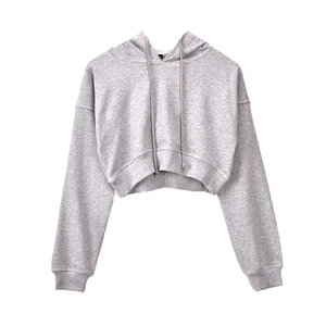 เสื้อฮู้ดครอปท็อปสตรีทแวร์พิมพ์ลายดิจิทัล แขนยาว มีซิป หนา อุ่น เหมาะสำหรับออกกำลังกายในฤดูหนาว รับผลิตตามแบบ OEM พร้อมสกรีนโลโก้ตามสั่ง - Product Image 1