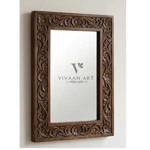 Miroir mural en bois encadré élégant de style Art déco pour salle de bain, chambre à coucher, salon, décoration intérieure - Product Image 2