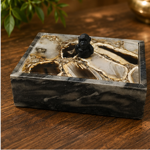 Boîte en pierre rectangulaire, motif agate poli, décoration Feng Shui pour la maison - Product Image 3