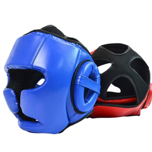 Protège-tête de boxe et de taekwondo en PU noir avec bordure rouge, équipement de protection respirant et écologique pour l'entraînement hivernal - Product Image 2
