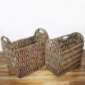 Handmade Water Hyacinth Storage <b>Basket</b> <b>Rectangular</b> Woven Organizer Box - Product Image 5