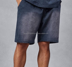 กางเกงขาสั้นออกกำลังกายผู้ชายแบบย้อมสีพื้น ผ้าโพลีเอสเตอร์/คอตตอน ระบายอากาศได้ดี เป็นมิตรกับสิ่งแวดล้อม ความยาวระดับเข่า ล้างสีแบบแอซิดวอช สวมใส่สบายๆ - Product Image 5