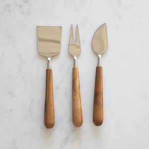 Juego de Cuchillos para Queso de Acero Inoxidable con Mango de Madera, Duradero, Solo Limpieza a Mano - Product Image 1