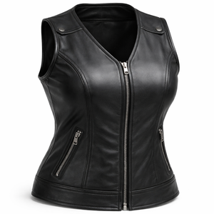 Gilets en cuir sur mesure grande taille pour femmes - Vente en gros - Fabricant et fournisseur OEM direct d'usine - Product Image 4
