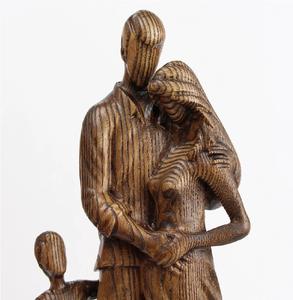Sculpture d'ange gardien en bois, famille avec fils et fille, décoration religieuse, cadeau de Pâques, statue d'ange porte-bonheur, ange gardien - Product Image 2