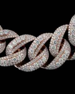 Premium Quality Rose Gold Plated Diamond <b>Statement</b> <b>Necklace</b> Pave Setting Link Chain Luxury Unisex Party Jewelry - Product Image 2
