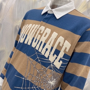 Chemise de rugby rayée Snowgrace à manches longues, col rabattu, coupe classique, adulte, toutes saisons, logo imprimé à l'écran - Product Image 6