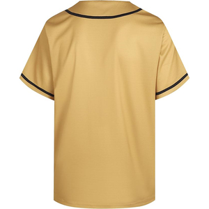 Custom Gold Tan Baseball Jersey Blank Team Uniform Black Piping Trim Sublimation Performance Sportswear <b>Shirt</b> - Product Image 2