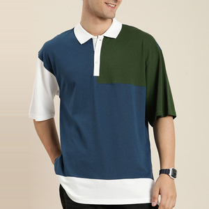 เสื้อกอล์ฟถักลายบล็อกสีสำหรับผู้ชาย สไตล์ลำลอง ทรงปกติ สีขาว น้ำเงิน เขียว พร้อมบริการ OEM - Product Image 1