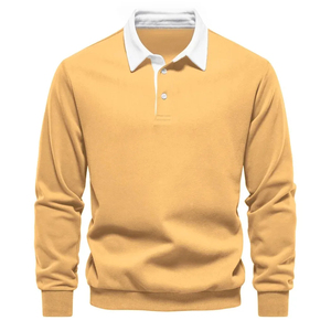 <b>Men</b> Long Sleeve Knitted <b>Polo</b> Shirt Solid Color Casual Wear Black <b>White</b> Collar Regular Fit Anti-Pilling Design Casual Streetwear - Product Image 6