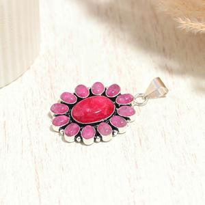 Colgante de Plata de Ley 925 con Piedra de Rodonita Natural, Joyería Hecha a Mano con Piedra Rosa - Product Image 4