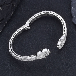 Mens Moissanite Diamond <b>Cuff</b> <b>Bracelet</b> 925 <b>Silver</b> Certified Diamond Baguette Tennis <b>Bracelet</b> Lightweight Luxury Jewelry Gift - Product Image 3