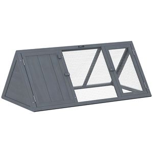 Casetta per Conigli in Legno con Recinto e Porte, Cuccia Triangolare da Esterno per Conigli, Anatre e Galline - Product Image 1