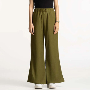 Pantalones de chándal de moda personalizados con logo bordado, de algodón de punto, holgados, de pierna ancha, estilo jogger acampanado para mujer - Product Image 6