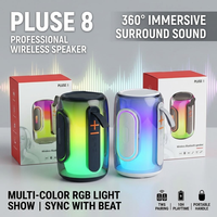 Enceinte portable PLUSE8 pour fêtes, avec éclairage RGB, basses puissantes, son stéréo, lecteur de carte TF, radio FM, enceinte musicale portable pour l'extérieur