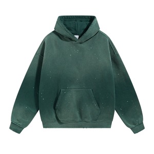 Sudaderas con Capucha para Hombre al por Mayor, Estilo Desgastado, Color Gris Claro, Manga Raglán, con Bolsillo Canguro, para Ropa Urbana de Otoño - Product Image 5