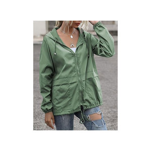 Veste coupe-vent imperméable légère pour femme avec capuche, ajustement réglable et plusieurs poches, coupe-vent d'extérieur - Product Image 4