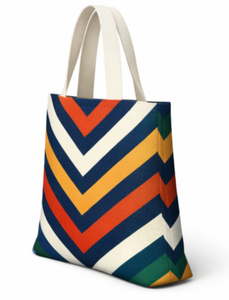 Custom Striped Cotton Canvas Tote <b>Bag</b> with <b>Long</b> Strap Large Size Custom Printed Canvas Shopping Tote <b>Bag</b> with Overall Print - Product Image 2