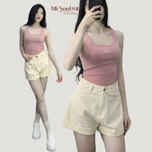 Shorts Kaki Personalizados para Mujer, Holgados, Casuales, de Verano, Cintura Alta, Transpirables, 3 Colores, OEM ODM Vietnam - Product Image 4