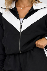 <b>Women</b>’s Color Block Windbreaker Tracksuit Set Zip Up Sports <b>Jacket</b> with Drawstring Shorts Casual Athletic 2 Piece <b>Womens</b> Outfit - Product Image 2