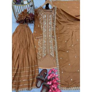 Conjunto de ropa de fiesta de diseñador para mujer, parte superior inferior y Dupatta, elegante y elegante - Product Image 3