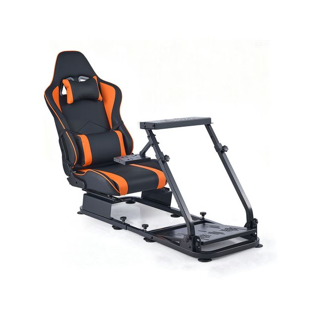 Dual Rail Dual Arm Heavy Duty Racing Simulator Cockpit Steering Stand Compatible Logitech G25/G27/G29/G920/G923 Model