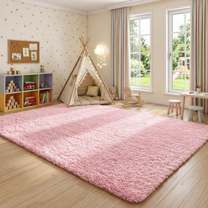พรมขนปุยเนื้อนุ่มพิเศษสำหรับห้องเด็ก – พรมกำมะหยี่สีชมพูเข้มสำหรับห้องเด็กอ่อนและพื้นที่เล่น - Product Image 2