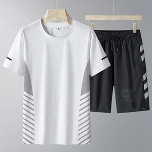 Dubbix Men's Moisture Wicking <b>Short</b> Sleeve T-Shirt And Elastic Waist <b>Shorts</b> Set Summer Sportswear For Adults Crew Neck 2026 - Product Image 3