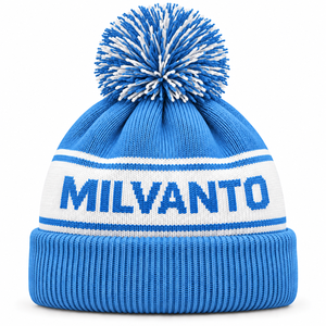 Sky <b>Blue</b> Custom Logo Premium Pom Pom <b>Beanie</b> Hat Embroidered Cuffed Rib Knit Winter <b>Beanie</b> for Men & Women Streetwear <b>Beanies</b> - Product Image 1