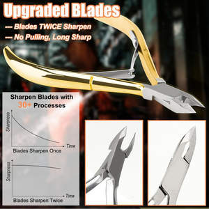 ชุดอุปกรณ์ตัดหนังกำพร้าแบบมืออาชีพ ชุบทอง 4 ชิ้น ขายส่ง, ที่ตัดเล็บสแตนเลสความแม่นยำสูง บริการ OEM อุปกรณ์สำหรับร้านเสริมสวย - Product Image 2