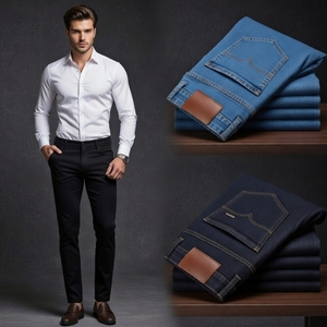 Jeans amples pour hommes grandes tailles, coupe décontractée, style streetwear, pantalons en denim tricoté du Bangladesh, fabricants de jeans pour hommes - Product Image 2