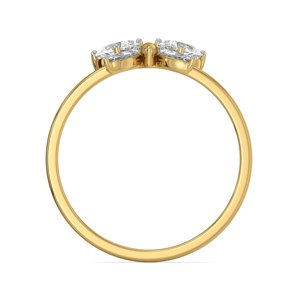 Anillo de compromiso de oro amarillo con mariposa y diamante talla pera, joyería fina romántica para mujer - Product Image 3