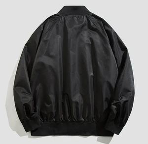 Custom <b>Men's</b> Black Bomber <b>Jacket</b> with Embroidery Logo, Lightweight Zip Up <b>Flight</b> <b>Jacket</b>, Casual Streetwear Windbreaker Wholesale - Product Image 2