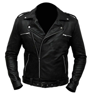 Chaqueta clásica de motociclista para hombre, cazadora de cuero sintético, ajustada, de diseño clásico, Top de cuero - Product Image 5