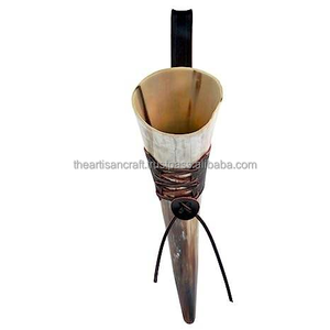 Funda de cuero con cuerno para beber de animales de calidad superior, ecológica, hecha a mano para decoración del hogar, celebraciones, ocasiones especiales - Product Image 3