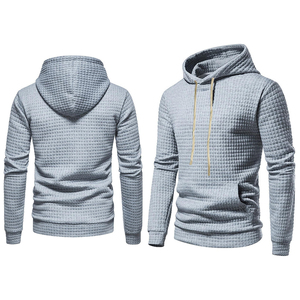 <b>Men's</b> Waffle Knit Hoodie And Pants Set Casual <b>Thermal</b> Sweatshirt Outfit Autumn Gray - Product Image 6