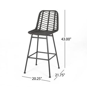Set di 2 sgabelli da bar Sawtelle in vimini per esterni - Product Image 3