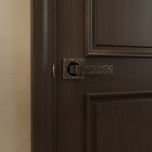 Luxury Modern Brass Door Handle <b>Set</b> | <b>Square</b> Rose Lever Handle with Artistic Engraved Design for Home & Hotel Interiors - Product Image 2