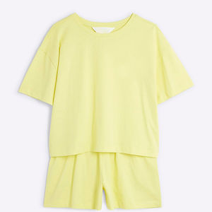 New Arrival Women Two Piece T <b>Shirt</b> and Short Set High Quality Cotton <b>Cheap</b> Price Soft Fabric Made Twin Set for Casual Wear - Product Image 2