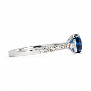 Bague de fiançailles en argent sterling 925 avec diamant taille princesse bleu et moissanite, bague de mariage - Product Image 5