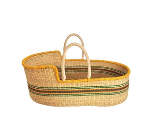 Rustic ethnic mustard trim high <b>wall</b> seagrass changing <b>basket</b> with rattan changing kid <b>basket</b> featuring dual handles - Product Image 3