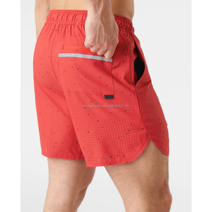Shorts de course pour hommes, séchage rapide, imperméables, respirants, 100% polyester, avec poche arrière zippée pour téléphone, pour l'entraînement - Product Image 1