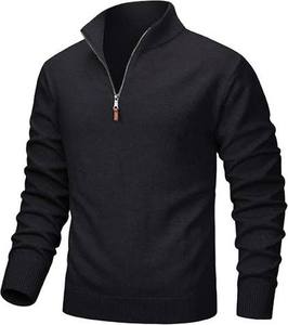 Pull à col roulé zippé en polaire chaude pour homme, design imprimé sportif et toucher doux en polaire de coton - Product Image 2
