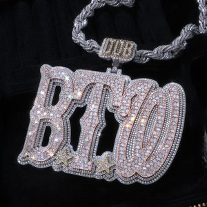 Pendentif personnalisé en argent 925 avec moissanite, style hip-hop, lettres brillantes taillées en VVS, chaîne 3D, bijoux unisexes tendance - Product Image 1