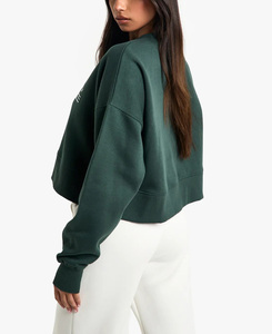Sweat-shirt col rond vert foncé pour femme, best-seller 2026, avec imprimé flamme, manches longues, en coton tricoté, style automne, en promotion - Product Image 5