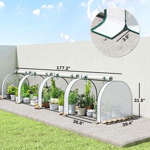 Serra Portatile Ecologica Grow House 450x100x80 cm con 4 Porte Avvolgibili e Copertura in PE Bianca - Product Image 3