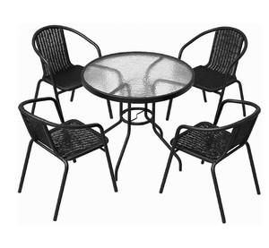 Contemporary Rattan Outdoor Garden Set with Glass Table 4 Seater Weather Resistant Metal <b>Frame</b> Patio Furniture - Product Image 4