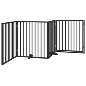 Barrière pliable pour chien à 4 panneaux avec porte, 126,0 pouces, en bois de peuplier noir, barrière et enclos pour animaux de compagnie - Product Image 6