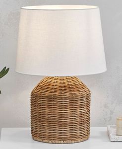 Lámpara de Mesa LED de Lujo, Moderna y Vintage, de Ratán, para Dormitorio o Estudio, con Protección Ocular, Decoración Dorada, de BD - Product Image 2